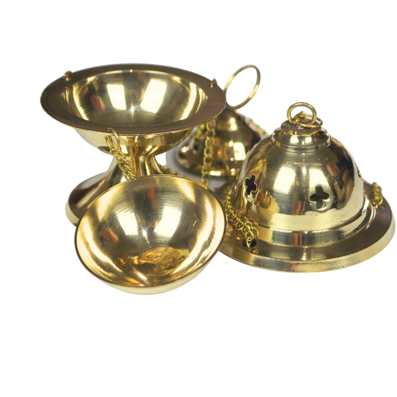 3 part Brass Thurible for holding loose incense
