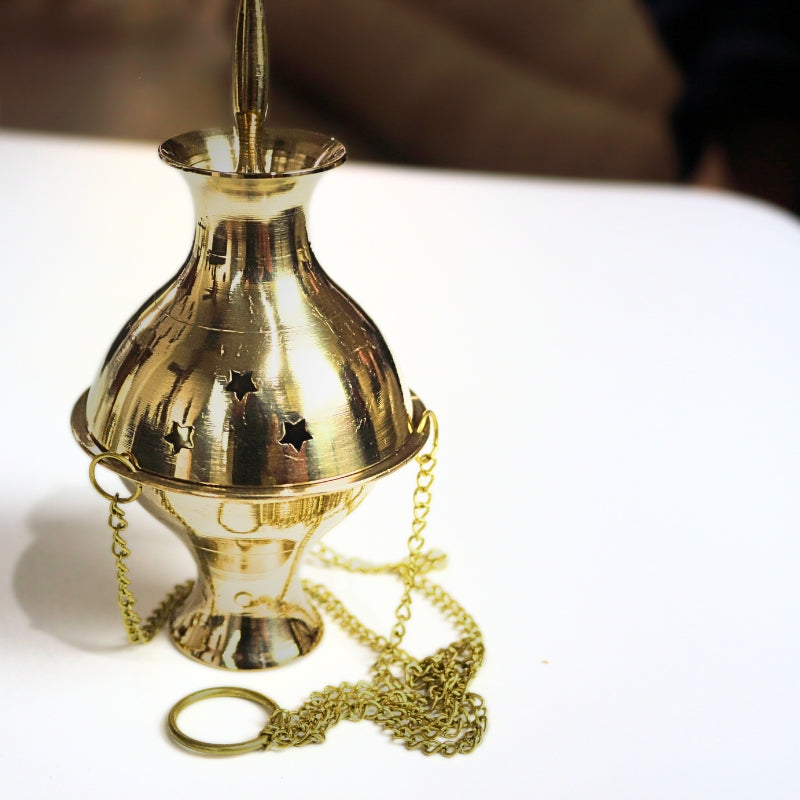 Large Brass Star Censer- Hanging Charcoal Incense Burner/ Thurible