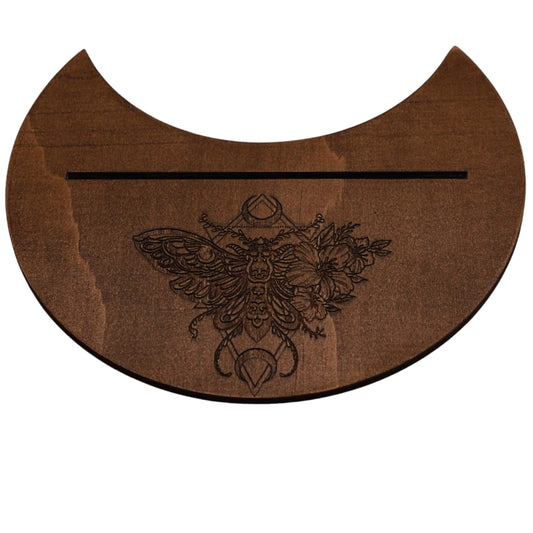 handmade tarot card holder with death moth design