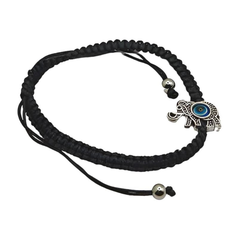 Handmade Turkish Lucky Evil Eye Bracelet Black Elephant -Evil Eye Protection Amulet