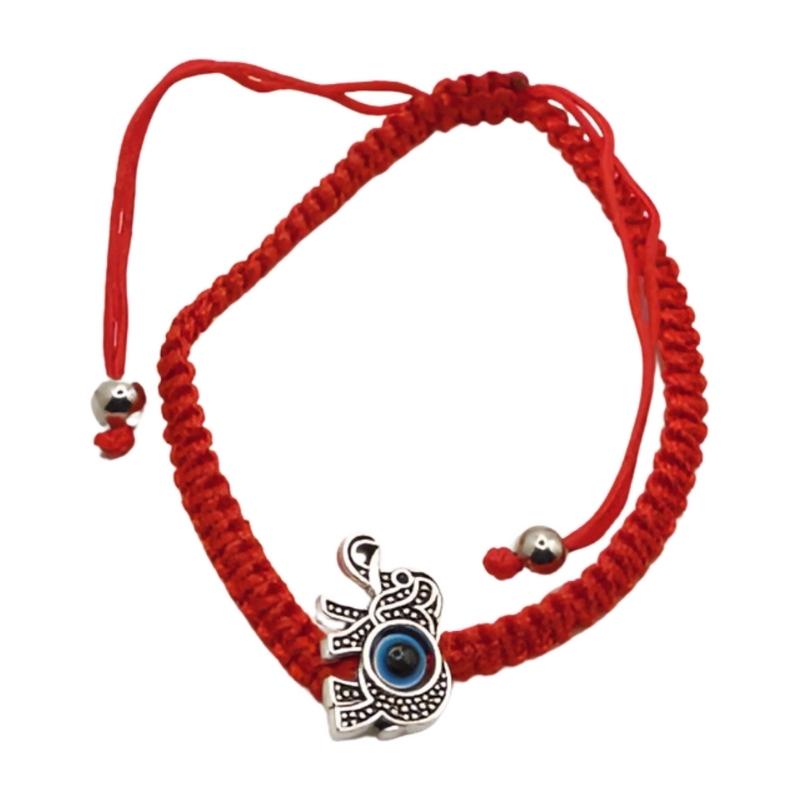 Handmade Turkish Lucky Evil Eye Bracelet Red Elephant -Evil Eye Protection Amulet