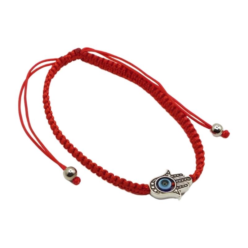 Handmade Turkish Lucky Evil Eye Bracelet Red Hamsa-Evil Eye Protection Amulet