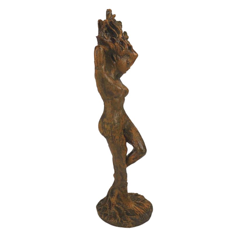 resin statue of a tree nymph with a white background