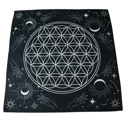 Black & White Flower Of Life  Tarot Cloth