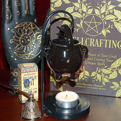 Hanging Witch Cauldron Tealight Oil Burner- Cute Witchy Oil Burner