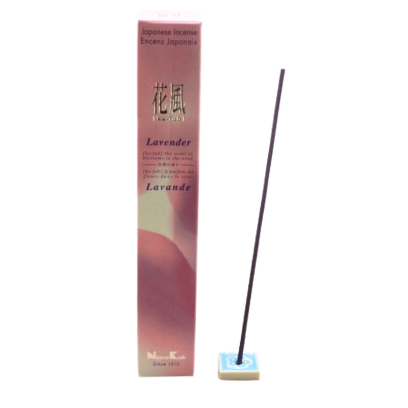 Ka-Fuh Lavender Premium Japanese Incense Sticks 50pk with incense tile