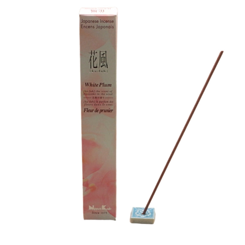 Ka-Fuh White Plum Premium Japanese Incense Sticks 50pk with holder