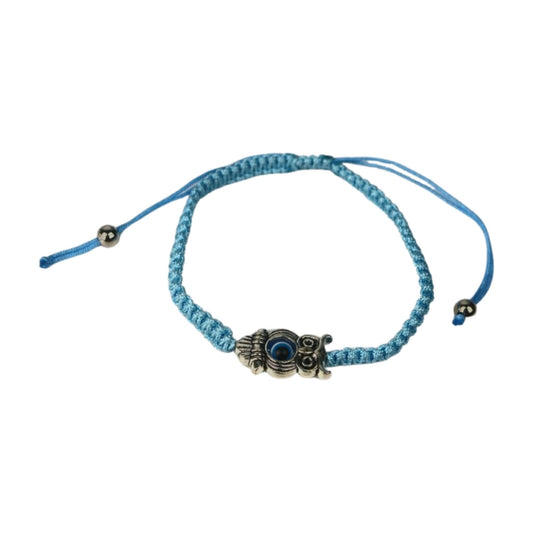 Light Blue Vintage Owl Evil Eye Protection Bracelet  -Evil Eye Protection Amulet