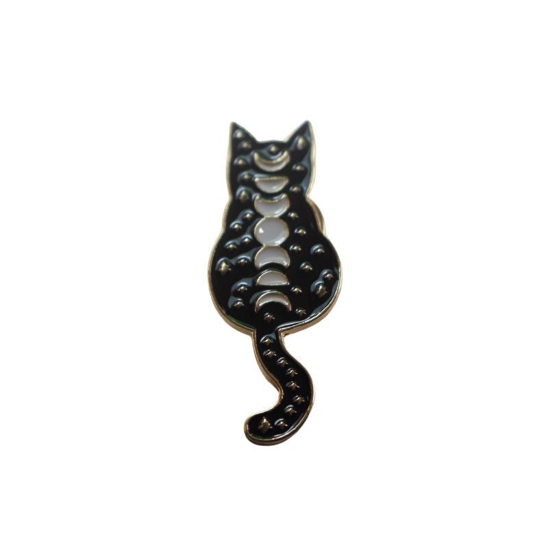 Black Cat Enamel Badge, Witchy Bag Charm Or Hat Pin