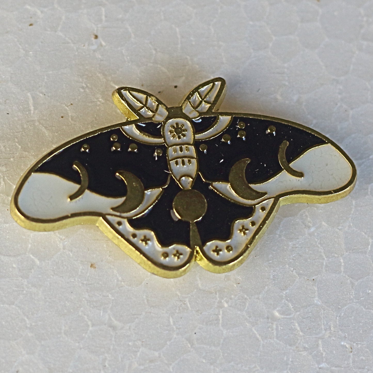 Lunar Moth Witchy Enamel Badge, Bag Charm Or Hat Pin