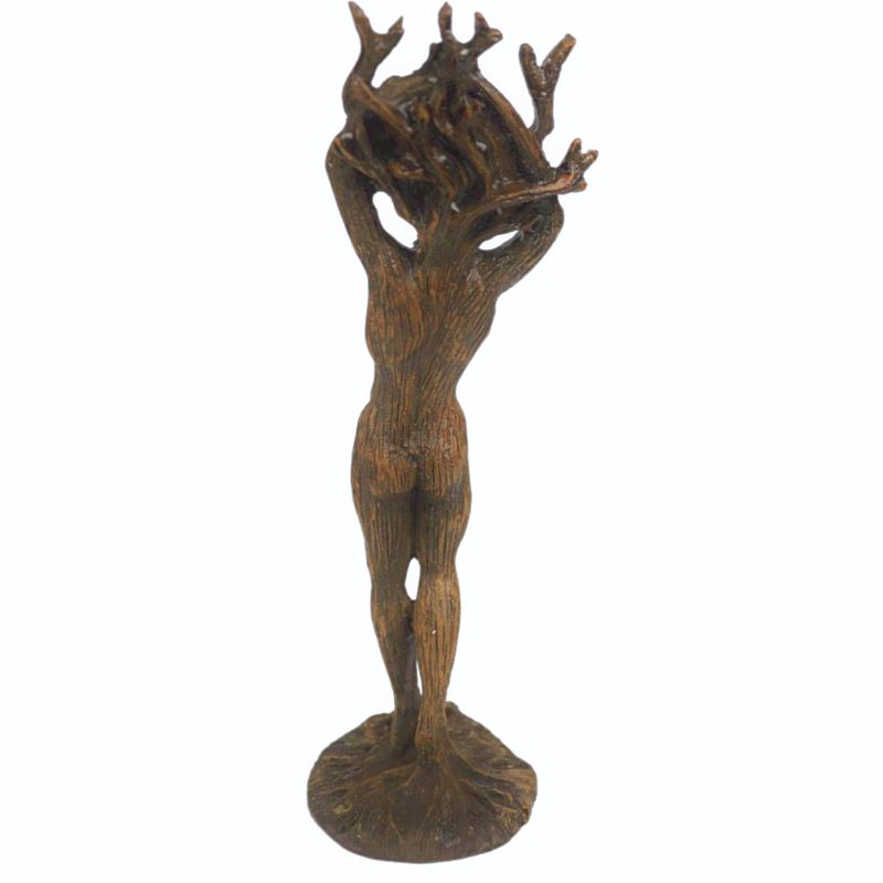 Male Dryad Wood Nymph Statue, Pagan Altar Tree Sculpture