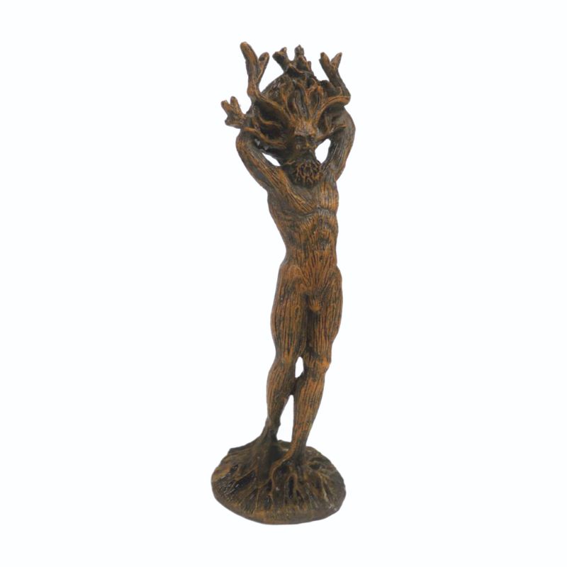 Male Dryad Wood Nymph Statue, Pagan Altar Tree Sculpture