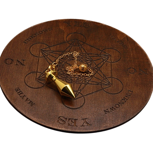 metatron's cube pendulum board  with gold metal pendulum