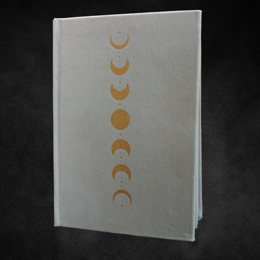 White Velvet Deluxe Moon Phases Journal- A5 Lunar Journal/ Diary