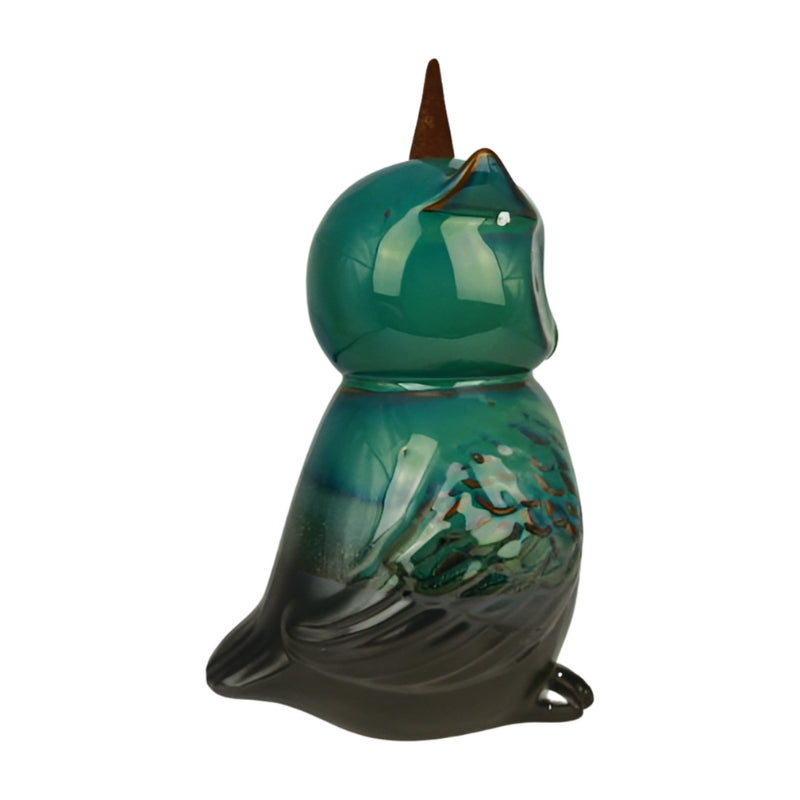 Wise Owl Ceramic Backflow Incense Cone Burner- Teal