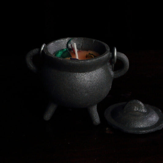 Cast Iron Cauldron Smudge Candle - Palo Santo- 10cm
