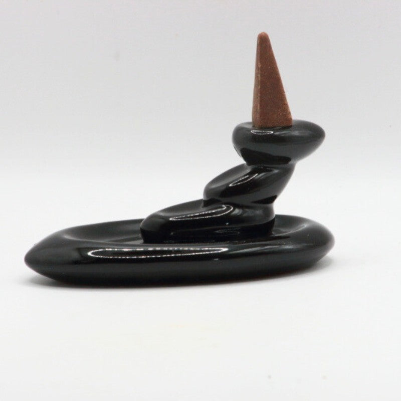 Ceramic Waterfall Backflow Incense Cone Burner- Pebbles