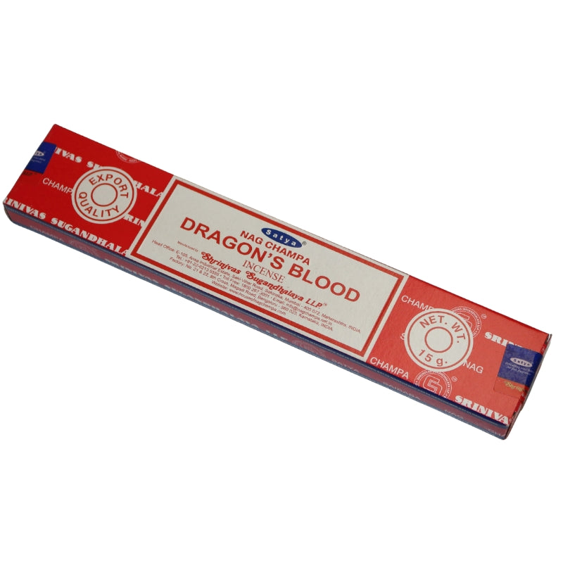 Red and white Box of  Satya dragon's blood incense 