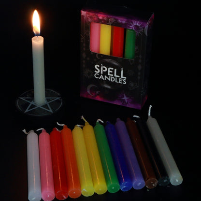 Magic Spell Candles- Small Taper / Chime Candles - Mixed Colours 12pk