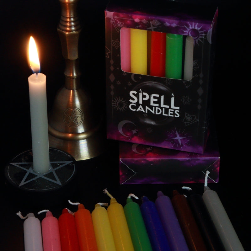 Magic Spell Candles- Small Taper / Chime Candles - Mixed Colours 12pk