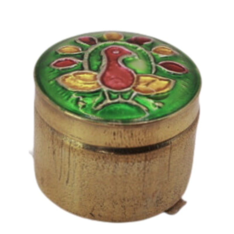 Song Of India Natural Solid Perfume in Hand Painted Brass Jars- Precious Sandal