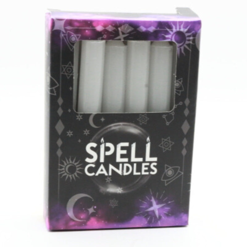 Magic Spell Candles- Small Taper / Chime Candles- Silver/ Grey 12pk