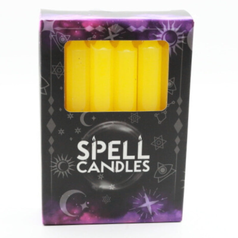 Magic Spell Candles- Small Taper / Chime Candles perfect for Rituals - Yellow 12pk