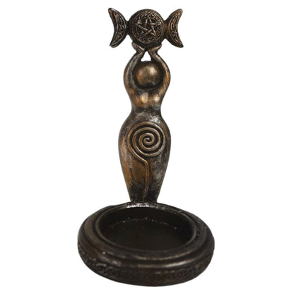 Spiral Goddess Triple Moon Tealight Candle Holder