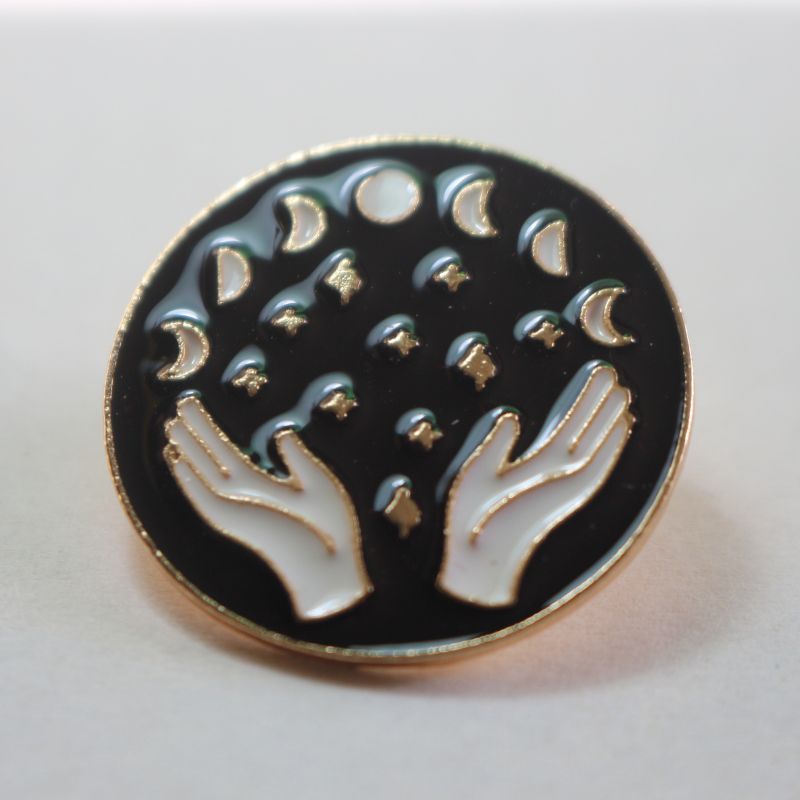 Lunar Phases Enamel Badge, Witchy Bag Charm Or Hat Pin