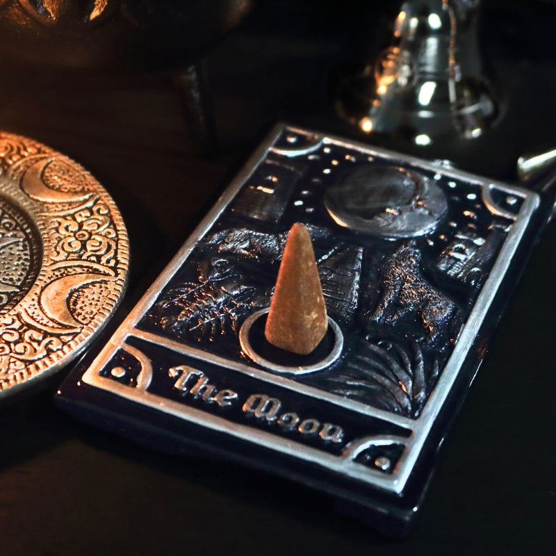 Moon Altar Tile Incense Stick & Incense Cone Holder- Altar Plate
