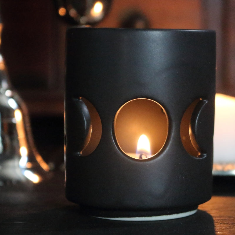 Black Triple Moon Cut Out Tealight Candle Holder