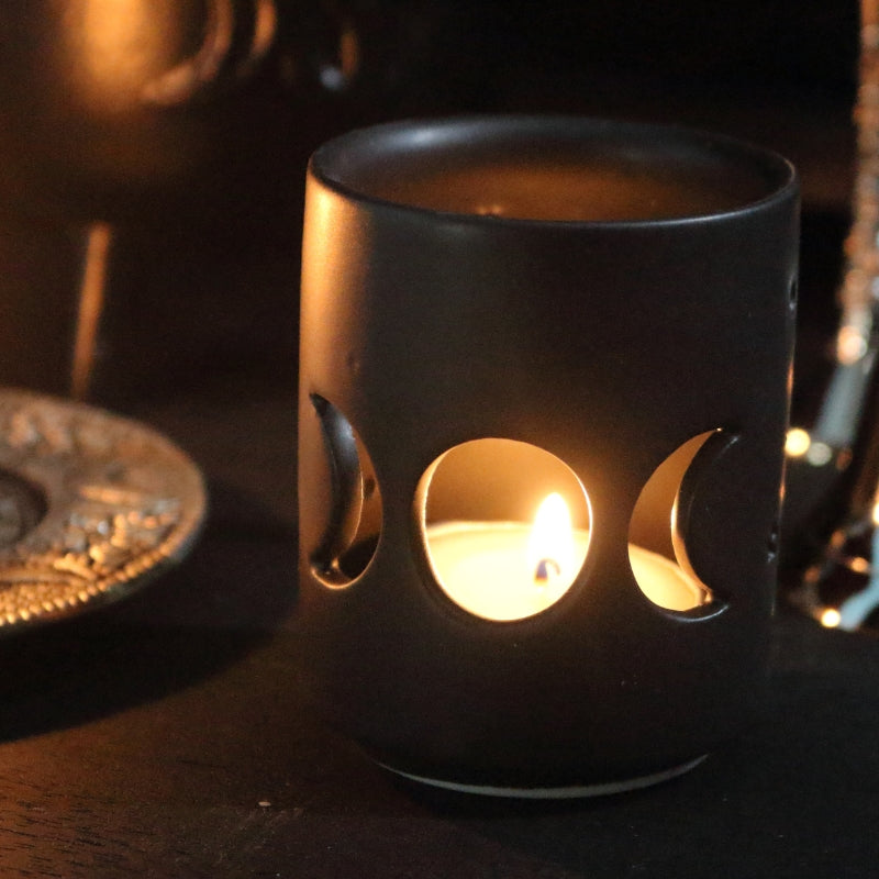 Black Triple Moon Cut Out Tealight Candle Holder