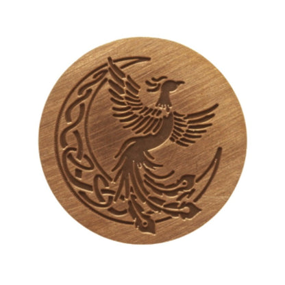 Brass head of a wax seal stamp with a phoenix design