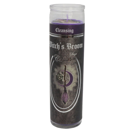 Cleansing- The Witch's Broom 7 Day Candle- Sage