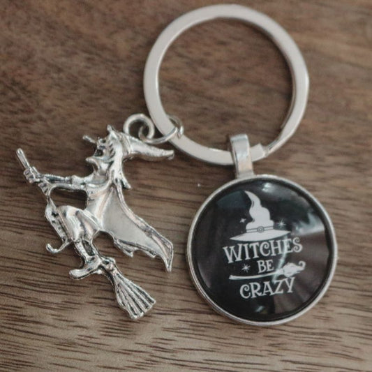 Crazy Witch Witchy Key Ring, Bag Charm Or Wallet Accessory- Black