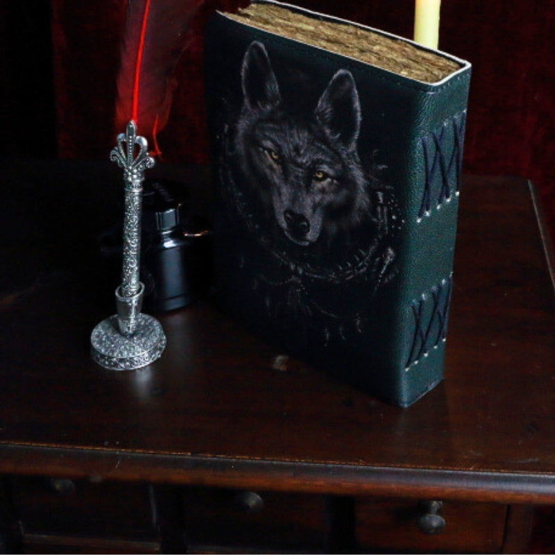 Antique Paper Leather Journal Wolf 17x12cm