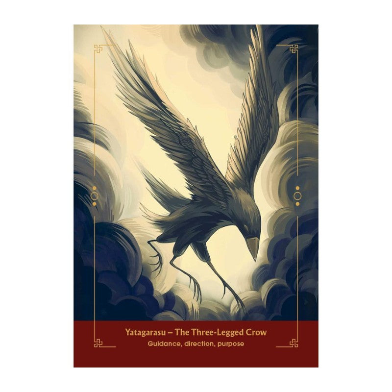 Yokai Oracle card with a stylized illustration of a bird and text on a dark background