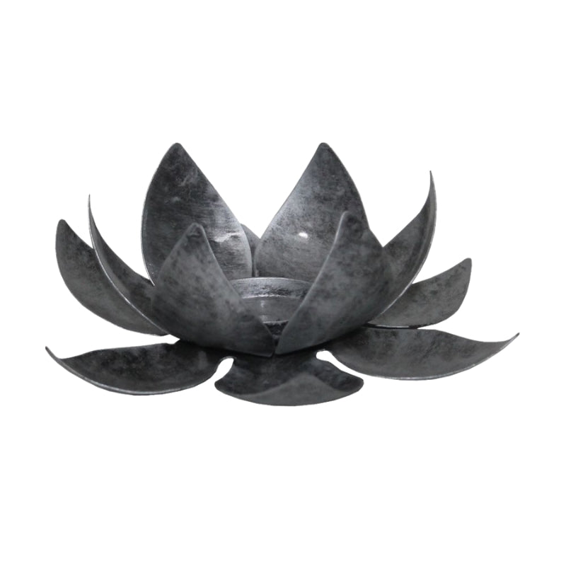 Silver lotus tealight candle holder 