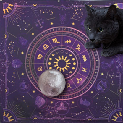 Purple Tarot Cloth/ Altar Cloth/ Wheel of the Zodiac Astrology Wall Hanging