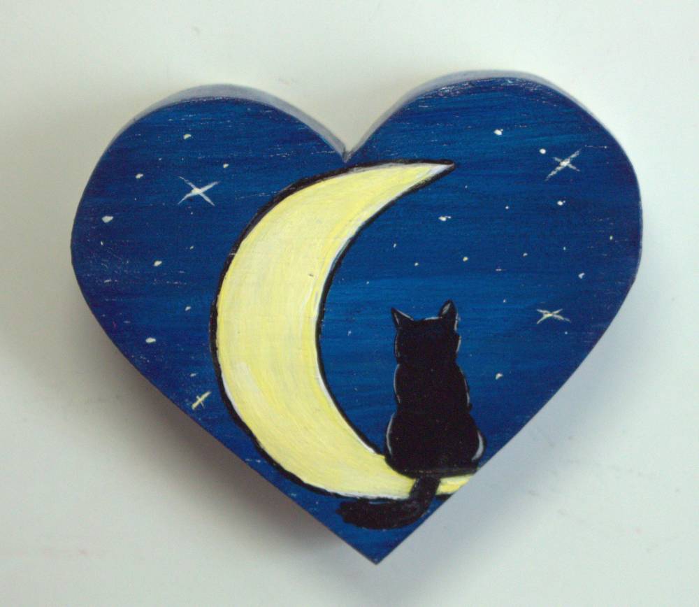 Wooden Fridge Magnet - Cat Love You to the Moon and Back- Home Décor