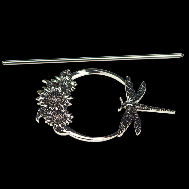 Dragonfly and flower hair pin 