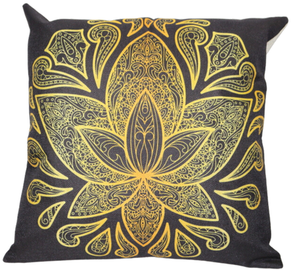 Floral Mandala Gold Printed Zen Yoga inspired Cushion Cover 45cm x 45cm