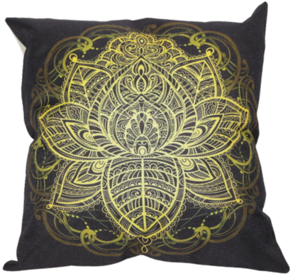Gold Lotus Printed Zen Yoga inspired Cushion Cover 45cm x 45cm