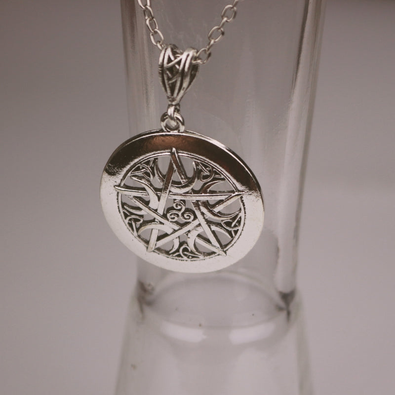 Pentagram, Triskele & Triquetra Pendant Necklace-Witchcore Jewellery
