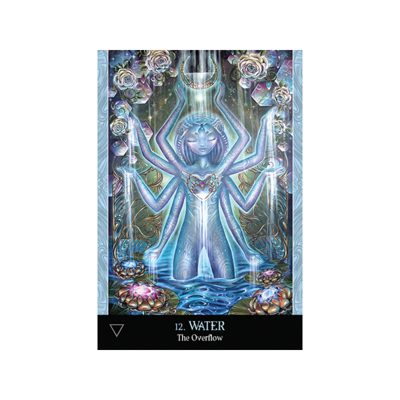 card from the beyond lemuria tarot deck featuring a blue water spirit