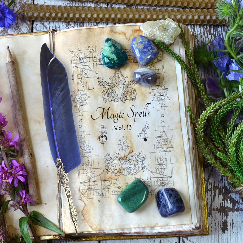 Magical Writing Tools- Elegant Blue Feather Dip Pen- Witchcore Desk Accessory