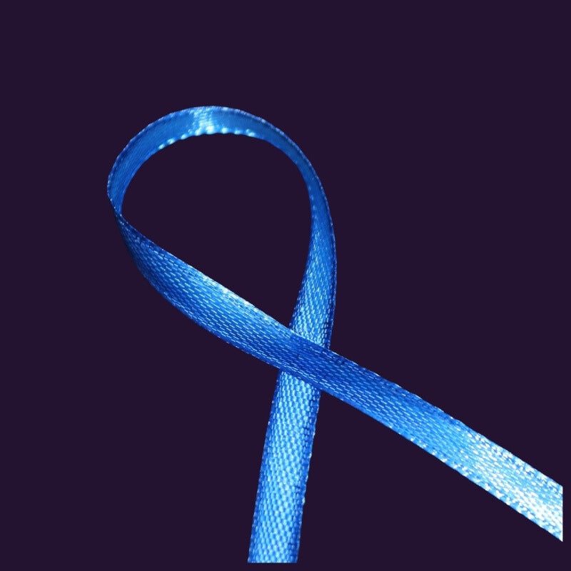 Blue ribbon on purple background 