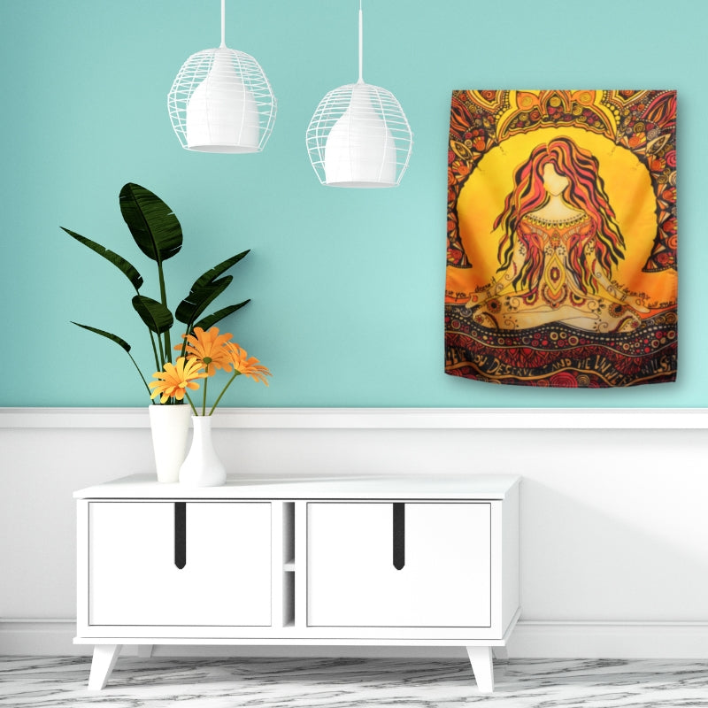 Colourful Fiery Goddess Bohemian Yoga Wall Hanging