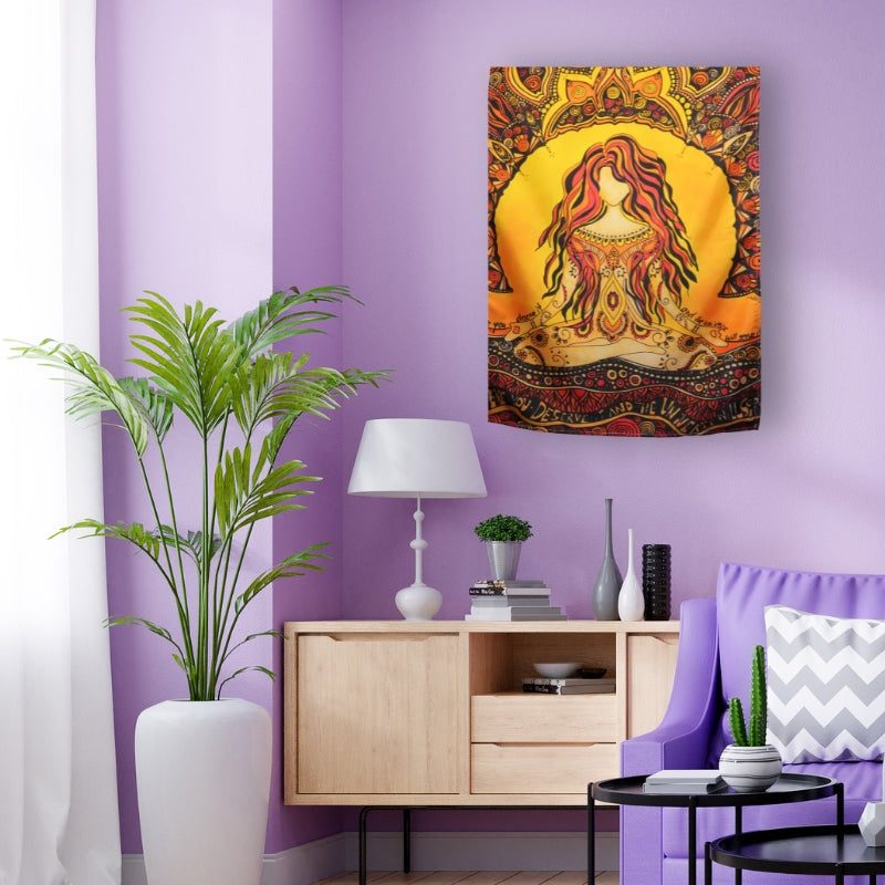 Colourful Fiery Goddess Bohemian Yoga Wall Hanging