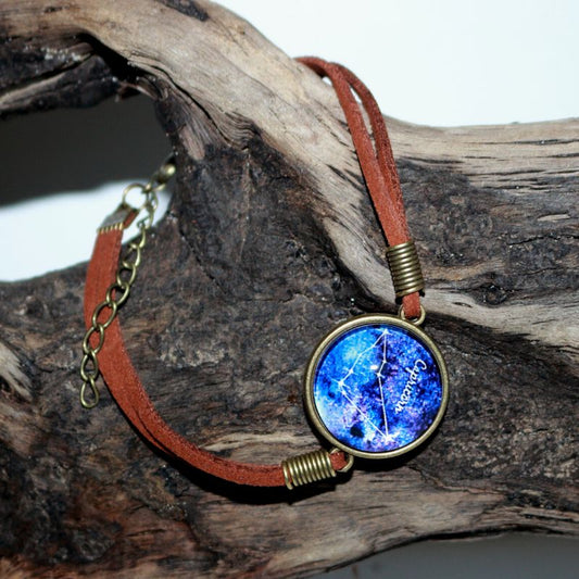 Capricorn Star Sign Adjustable Leather Bracelet - Astrology Bracelet